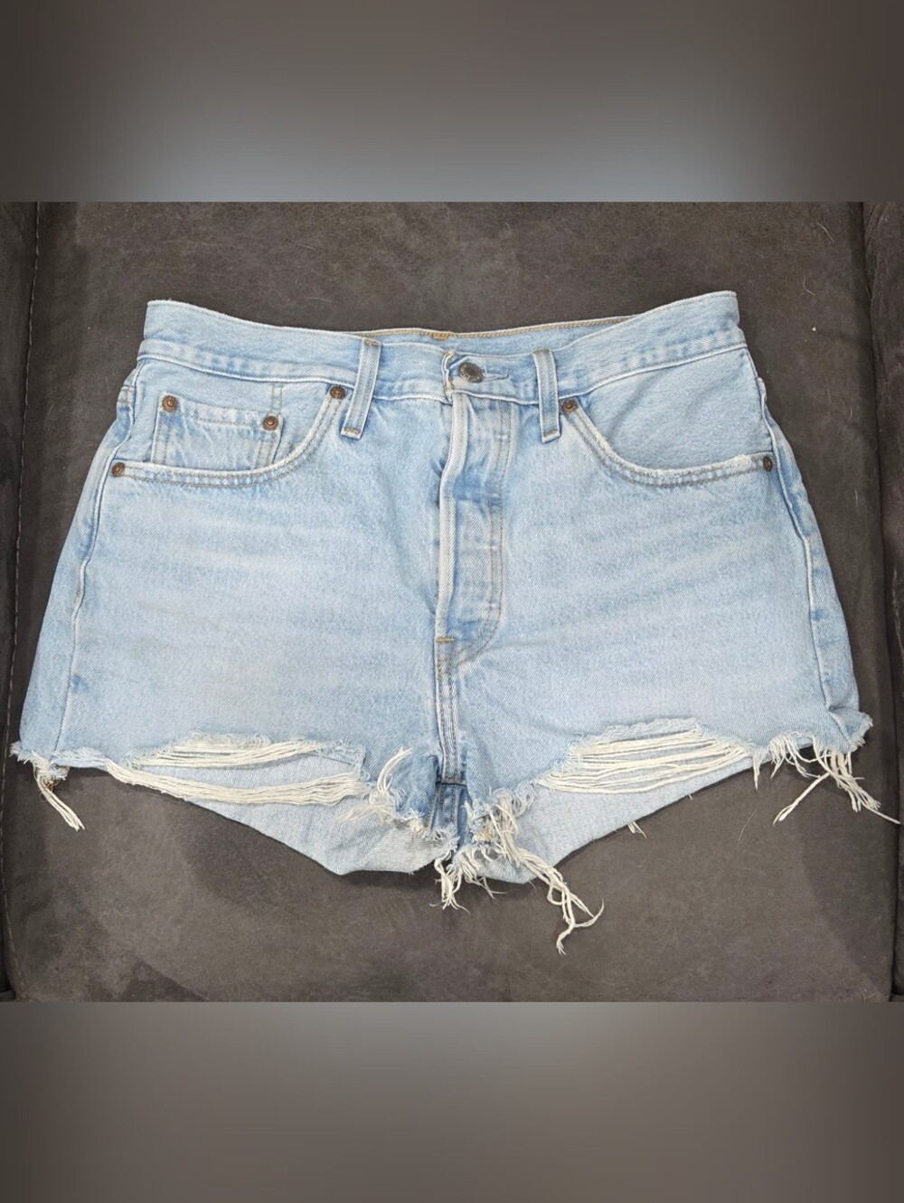 Light Wash Denim Cutoff Levis 501 Shorts